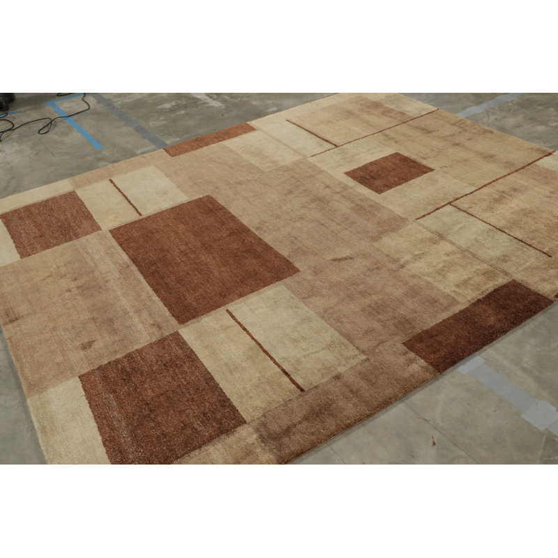 Rug & Kilim’S Modern Cubist Style Rug With Beige-Brown Geometric Patterns