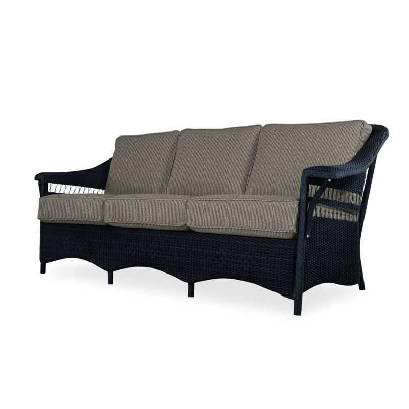 Nantucket Outdoor 3 - Seat Patio Sofa, Hansen Sky, Ebony