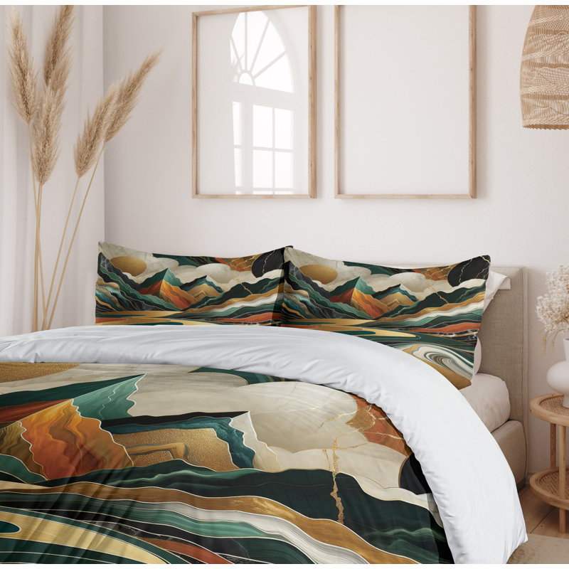 Mid Century Modern Duvet Cover, King Duvet Cover + 2 Standard Shams