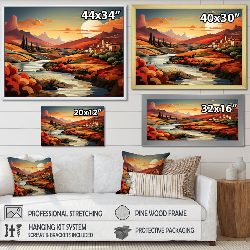 Paysage méditerranéen audacieux I - impression, Cadre flottant noir, H 12 po x l 20 po x P 1 po