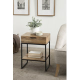 Solid Wood Top End Table with Storage