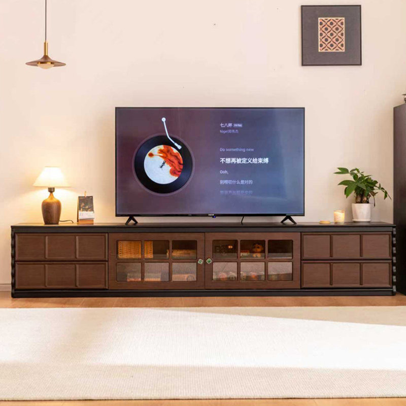 Retro Nut-Brown Solid Wood TV Stands, 78.74