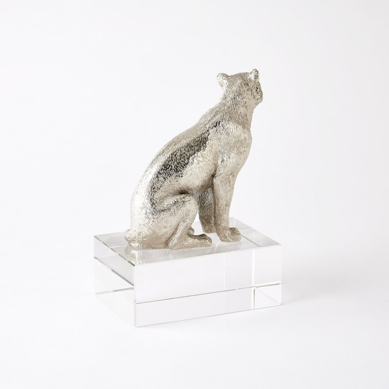 Lioness Sculpture-Nickel/Crystal