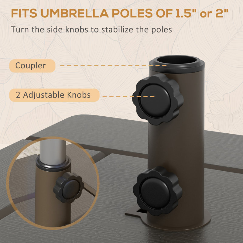 Brown Polypropylene 3-in-1 Outdoor Umbrella Base Table Planter