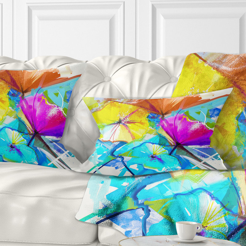 Coussin lombaire à ressorts abstraits de fleurs abstraites
