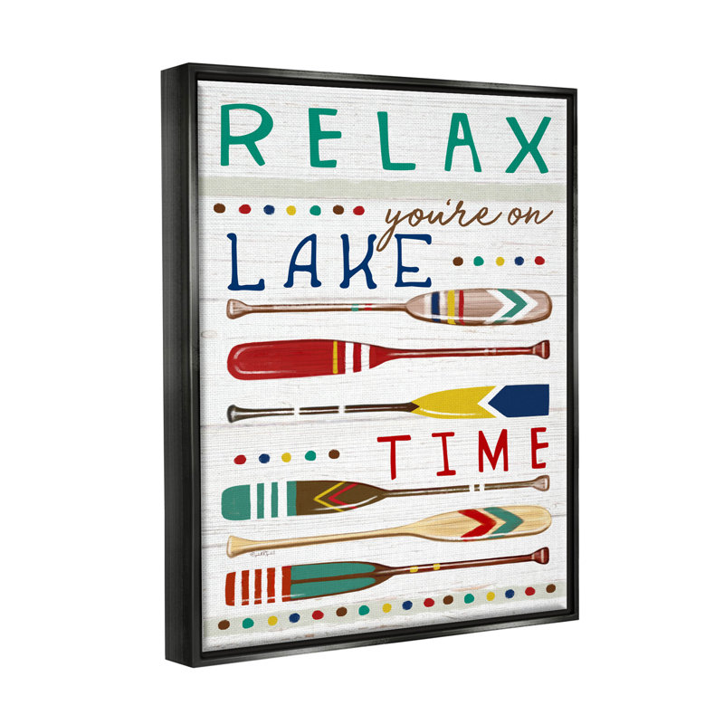 «Relax Lake Time Rustic Oars - Floater Frame», impression sur toile, H 21 po x l 17 po x P 1,7 po