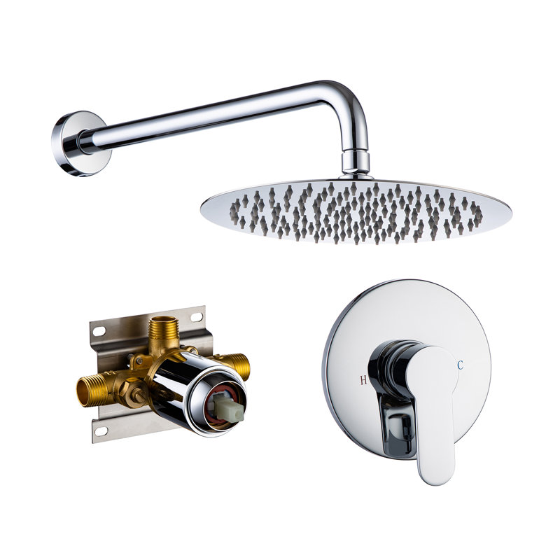 Système de douche complet à inverseur avec valve brute, Chrome