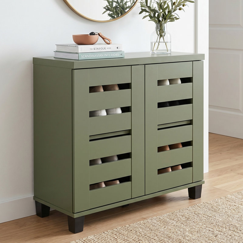 Lismore 12 Pair Shoe Storage Cabinet, Kale Green