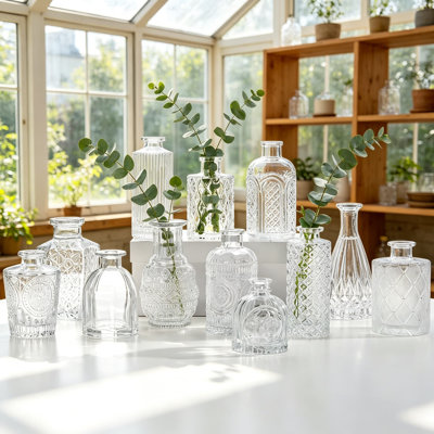 Ensemble de 12 vases en verre Bud