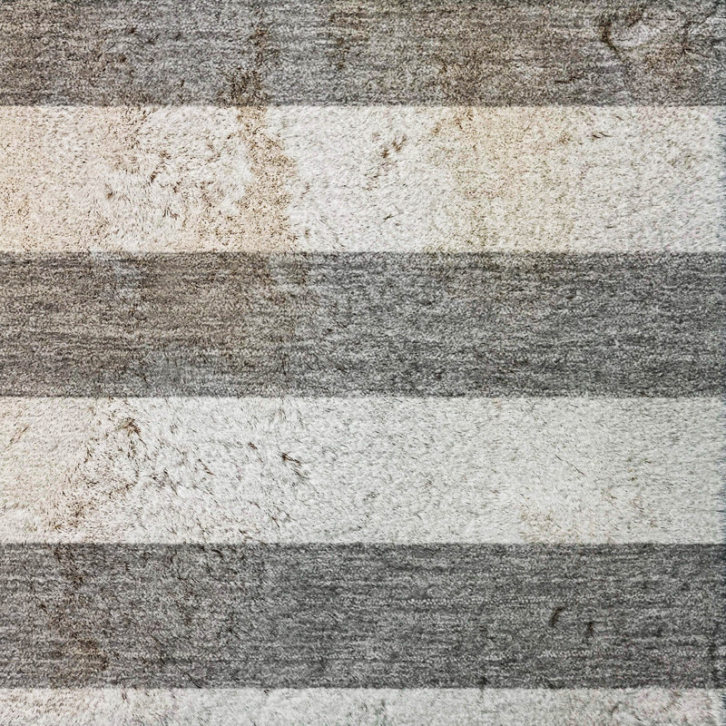 Premium Machine Washable Dream Shag ADS528 Striped Rug, 8' x 10', Charcoal