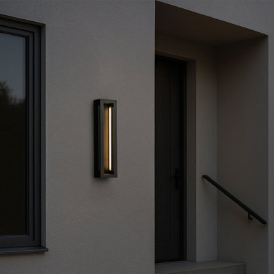Applique murale d'extérieur moderne H20 "avec détecteur de crépuscule à l'aube et applique murale à DEL intégrée noire matte de 30 W avec abat-jour en acrylique pour le porche