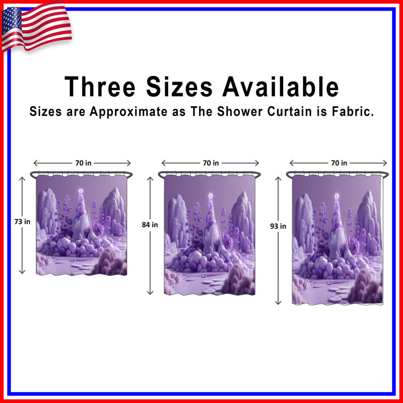 Rideau de douche surréaliste mauve très long, L 70 po x H 72 po