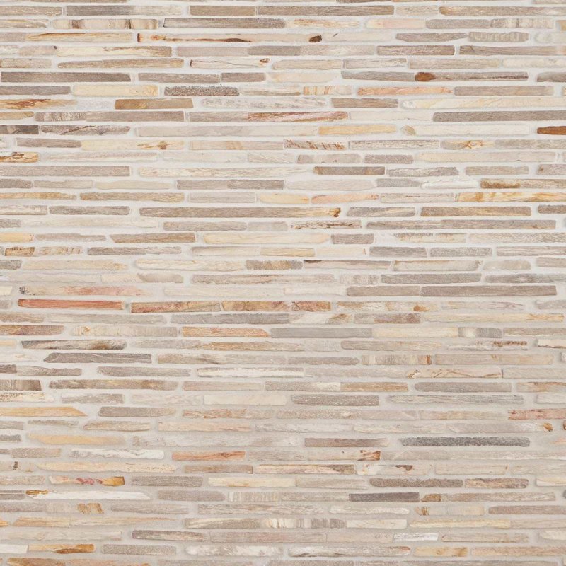 Fossil 12x12 Cracked Joint Tumbled Petrified Stone Mosaic Tile