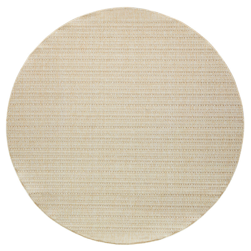 Tulum Striped Indoor/Outdoor Area Rug, Round 8', Ivory/Cream