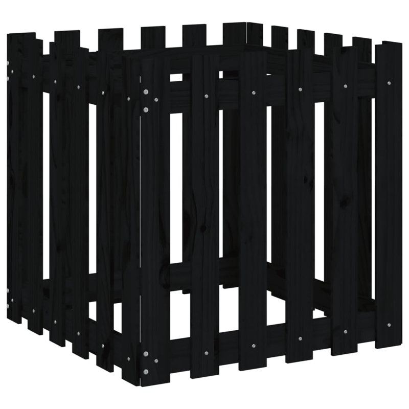 Nabeela Wood Planter Box, 60cm H x 60cm W x 60cm D, Black