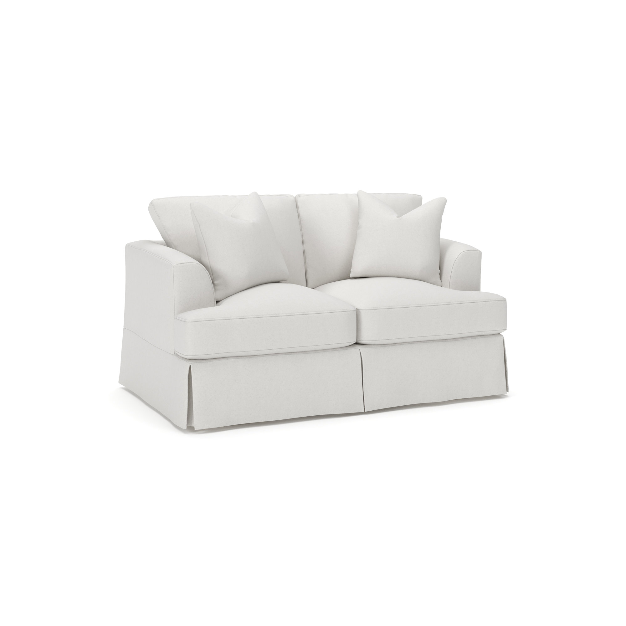 Lucia 65.5" Recessed Arm Slipcovered Loveseat, Macarena Beige