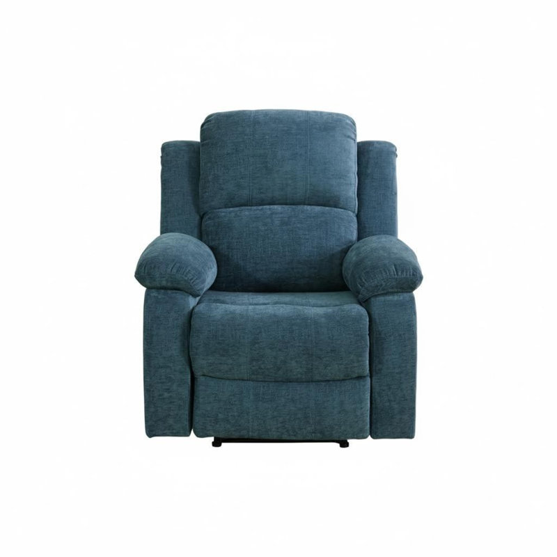 Light Blue Fluffy Fabric Manual Recliner Chair, Multi-Position Single Sofa For Living Room, Ergonomic Lumbar Support, Durable Breathable Upholstery