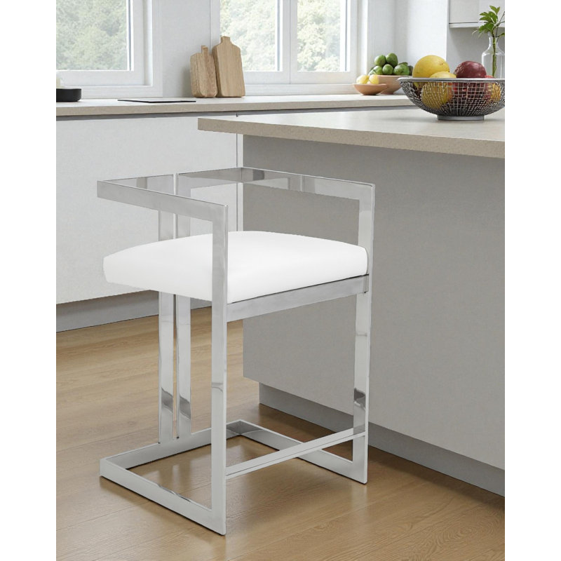 Tabouret de comptoir avec repose-pieds Kenzie, Tabouret de comptoir (siège d'une hauteur de 25,5, Argent argent