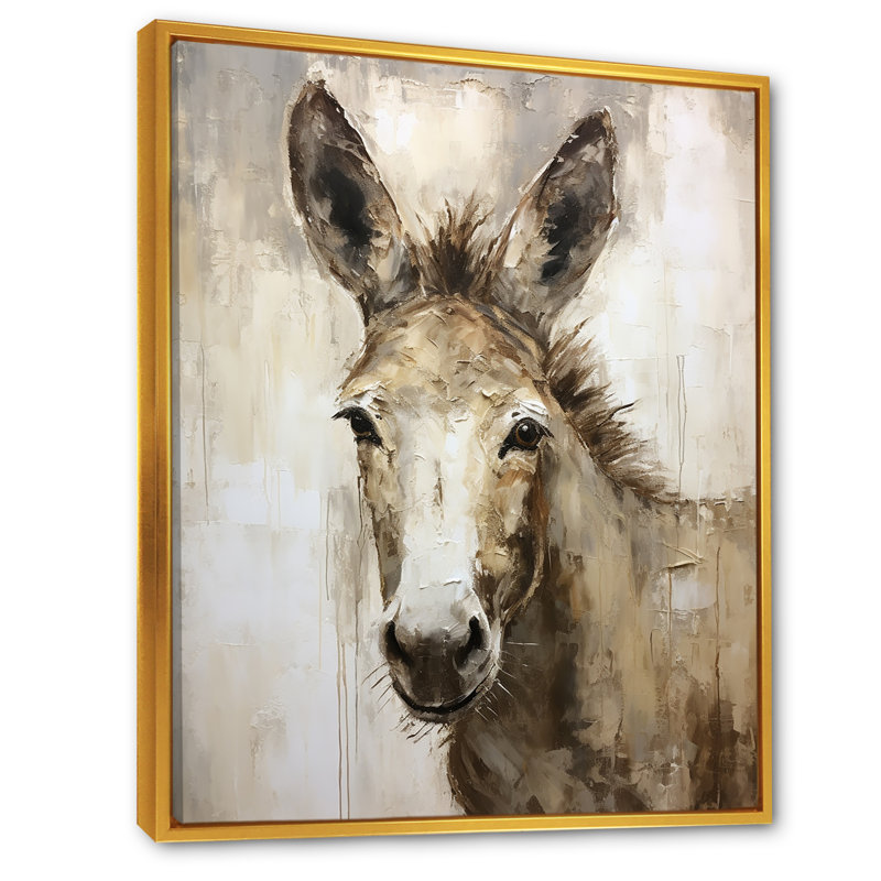 Portrait d'un âne sophistiqué sur toile, H 44 po x l 34 po x P 1,5 po, Cadre flottant doré