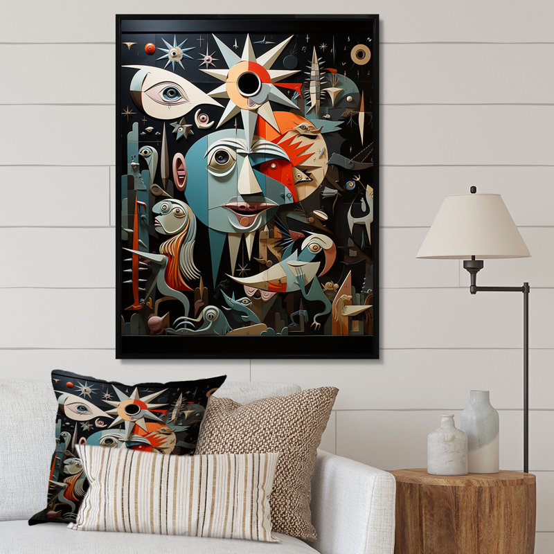 Masterpiece Guernica By Pablo II " Masterpiece Guernica By Pablo II ", 44" H x 34" W x 1.5" D, Black Floater Framed