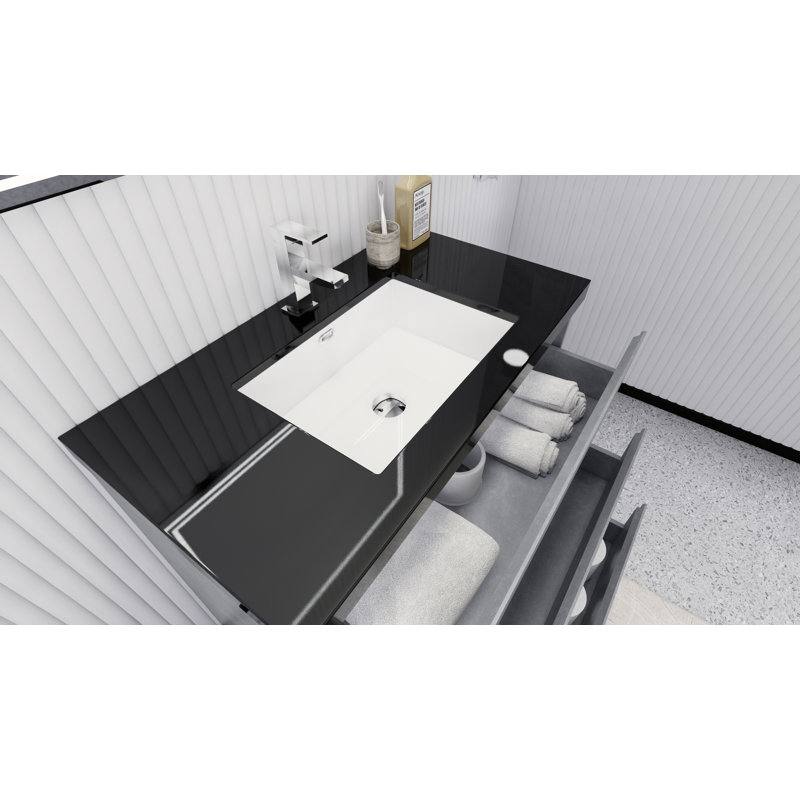 Reyes 35'' Single Bathroom Vanity Base Only, Cement Gray