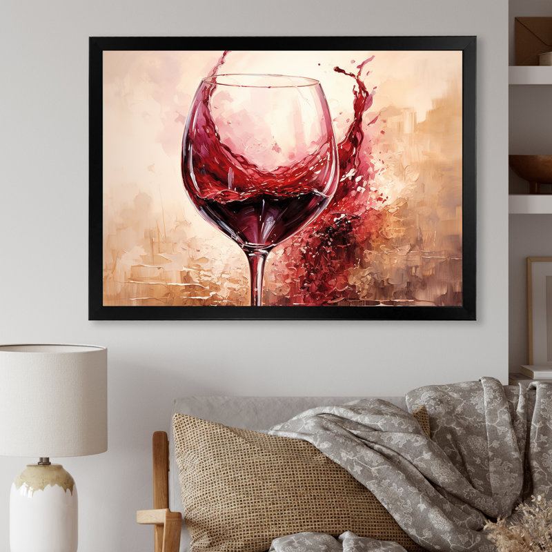 Cabernet Curve I - Vin, art mural encadré, salon, Cadre simple noir, H 34 po x l 44 po x P 1,5 po
