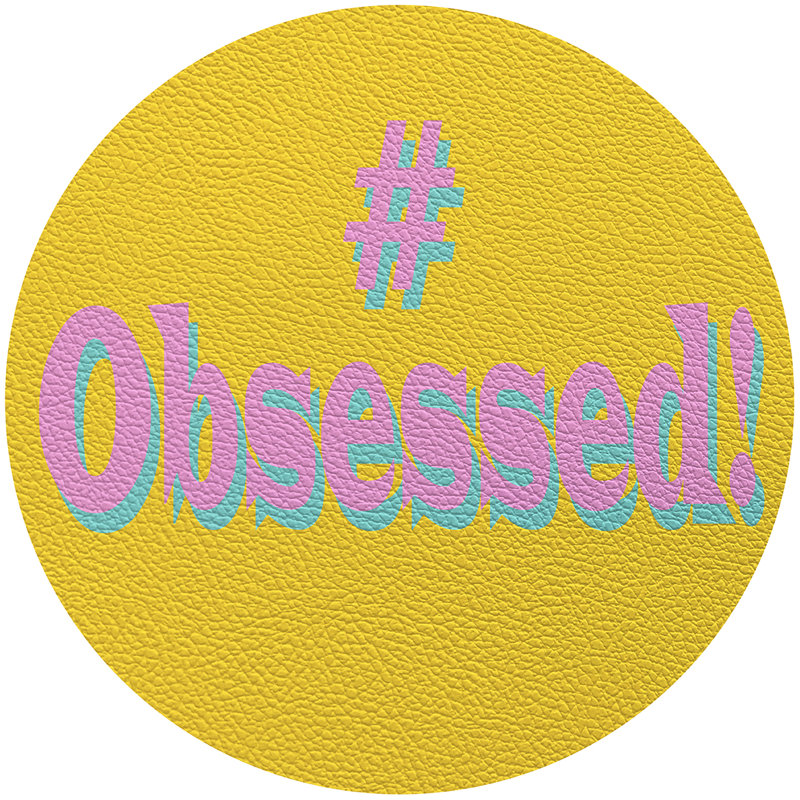 Obsessed 16" Vinyl Placemat, Yellow/Pink/Blue