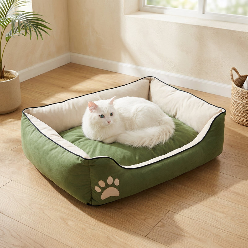 Lit pour chat avec traversin bicolore Zenith, Vert