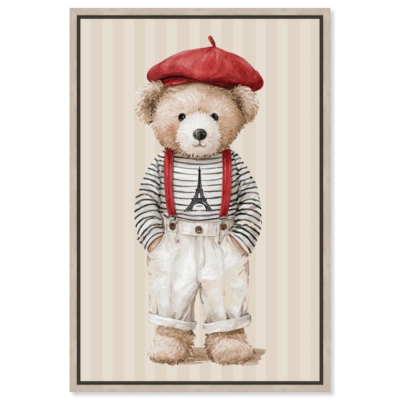 «Little Parisian Teddy Bear», reproduction sur toile encadrée par Art Remedy, cadre blond, 16 x 24, H 25 po x l 17 po