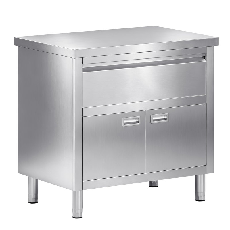 Table de travail en acier inoxydable 36 x 24 x 34 po avec armoire et tiroir
