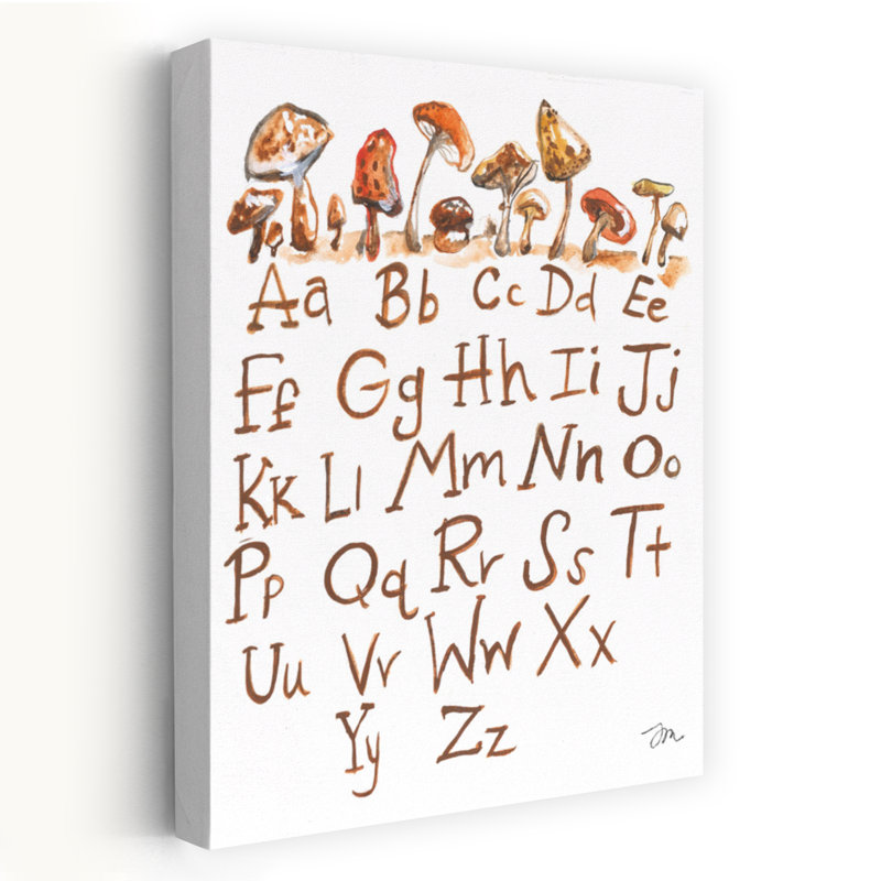 Carte de champignon ABC - Art contemporain d'écriture alphabet, H 24 po x l 36 po