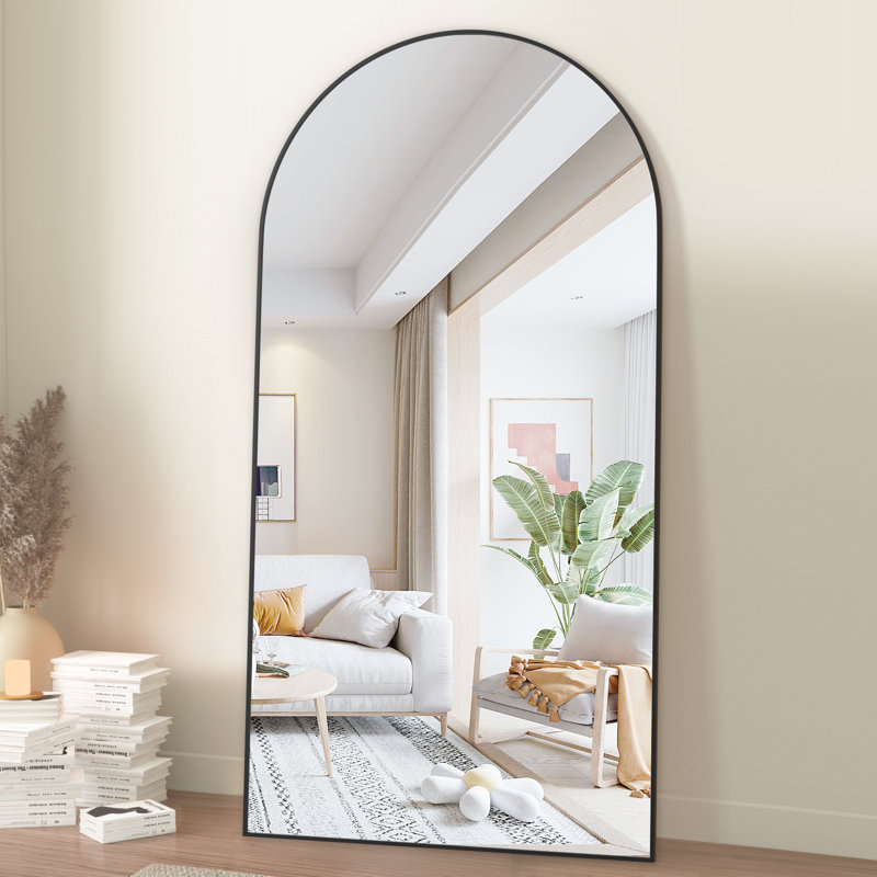 Carlyann Aluminium Framed Freestanding Full Length Mirror, Black, 180 cm H × 80 cm W