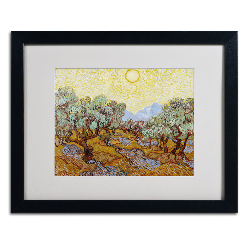 « olive trees 1889 » par vincent van gogh, reproduction d’art encadrée, H 16 po x l 20 po x P 0,5 po, Noir