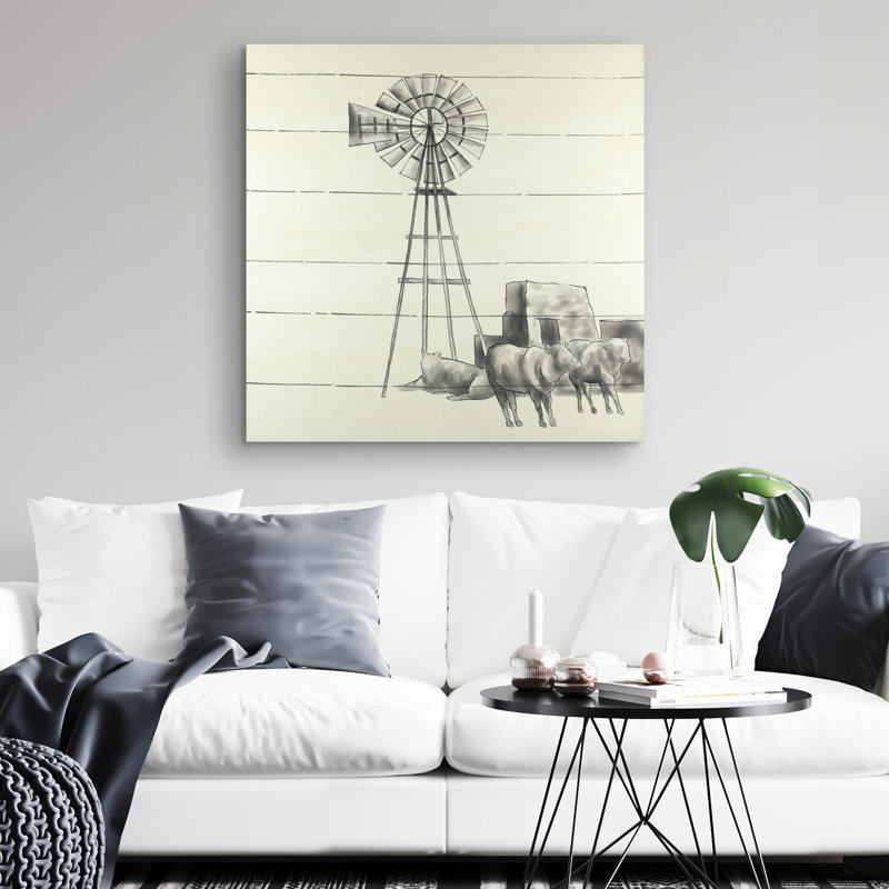 Vintage old texas windmill - 32"x32" art on canvas