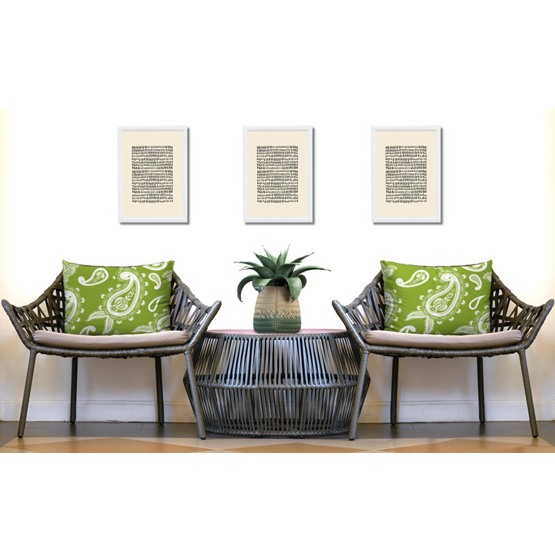 Paisley Outdoor Reversible Throw Pillow, Chartreuse