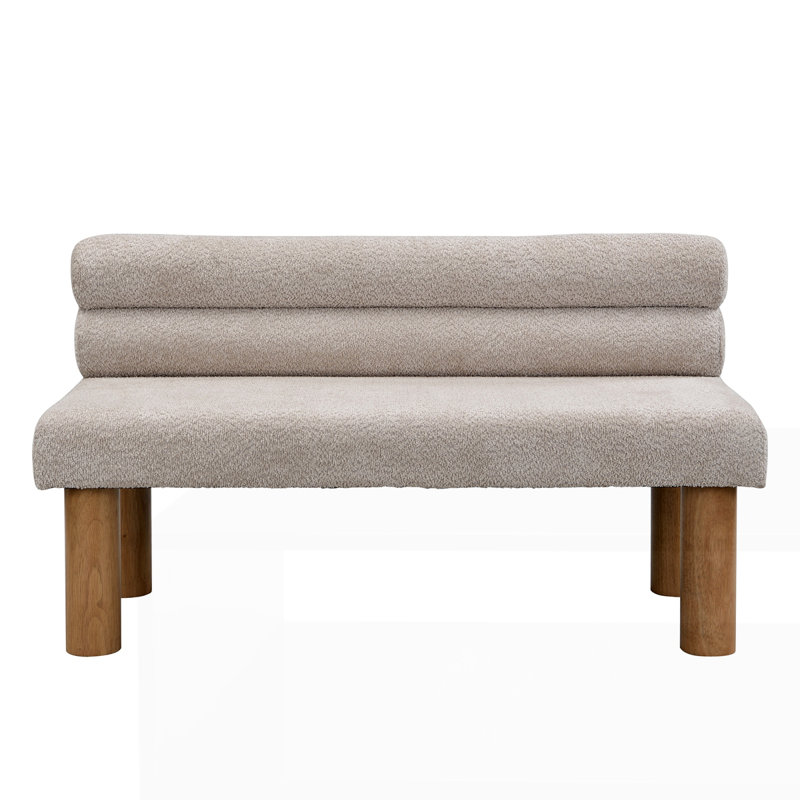 Upholstered Dining Bench, Light Gray