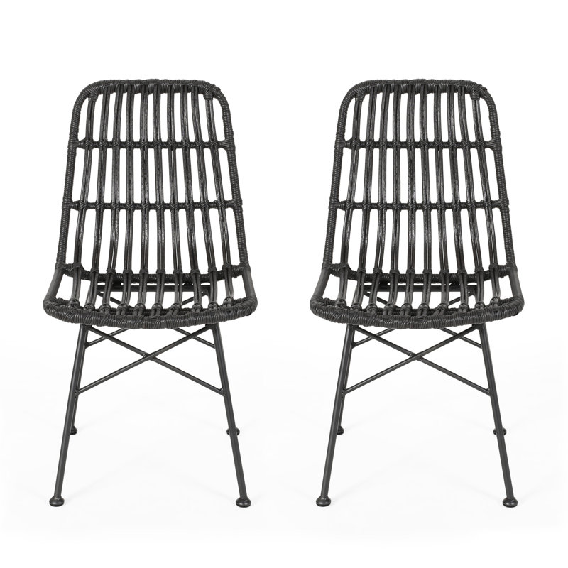Grey And Metal Dining Chairs - Of 2 For Outdoor Elegant Wrapped Design Backyard Chairs Make Your Area More Attractive