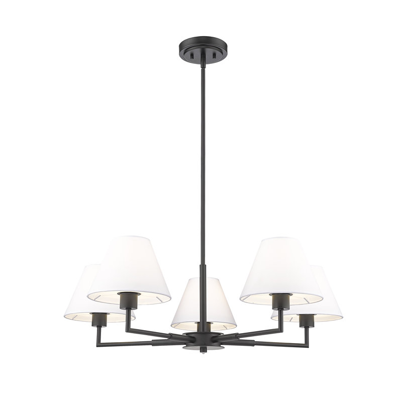 Wareesha 5 - Light Steel Dimmable Shaded / Spider Chandelier, Matte Black