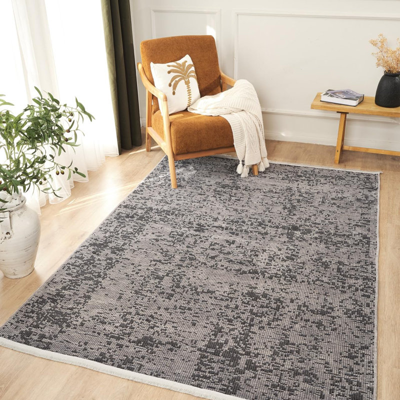 Ruglenza Modern Woven Rug - Washable Soft Touch Carpet, Non Slip Base, Easy Clean Wool Blend Texture, Decorative Area Rug for Living Room & Bedroom