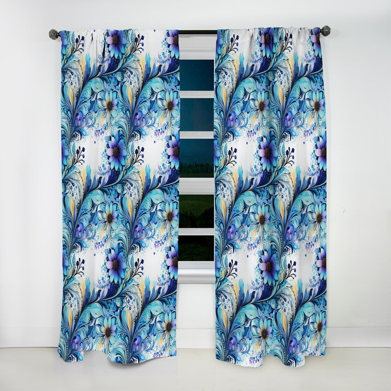 Watercolor Delight - motif cachemire I - Rideau floral - Rideau floral assombrissant en velours - 1 panneau