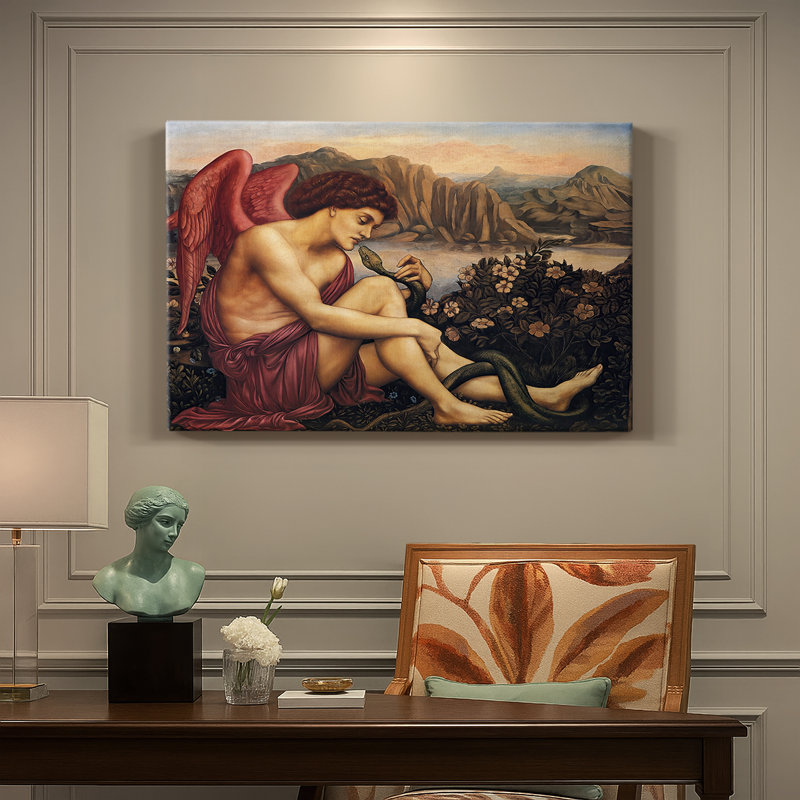 Evelyn De Morgan "The Angel with the Serpent" - Art mural de qualité musée sur toile tendue, 32 x 48