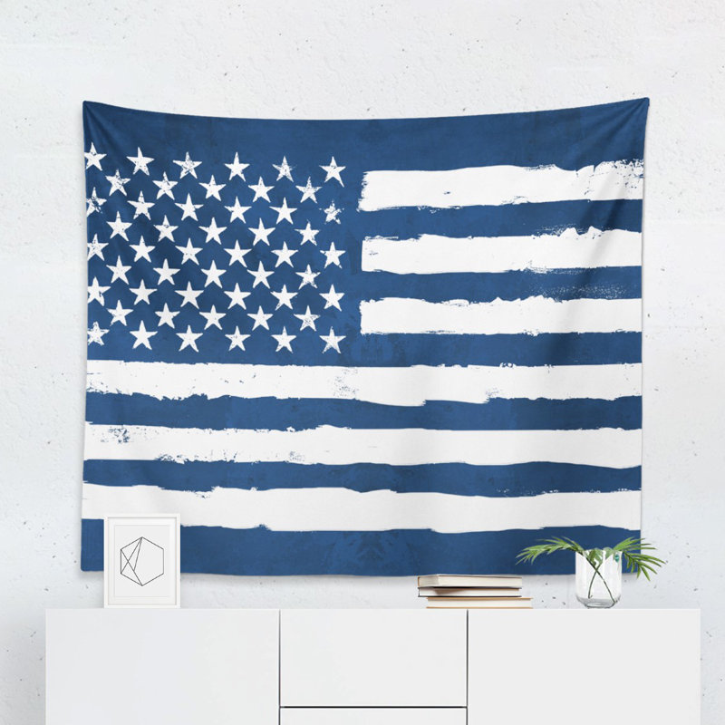 Bleu marine Rocky Freedom - Tapisserie murale, Bleu / Blanc