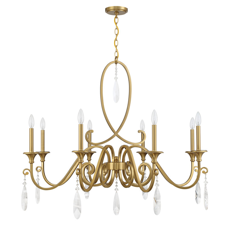  Fairchild 8-Light Chandelier in Warm Brass, 35" H x 42" W x 42" D, 8 Lights