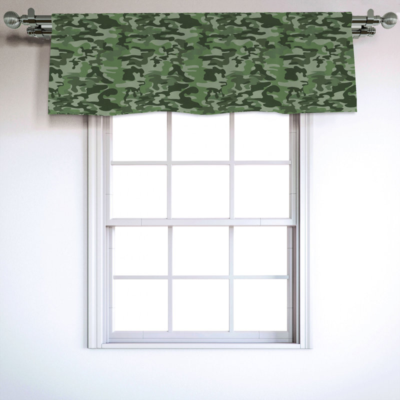 Sateen Camouflage Ruffled Window Valance