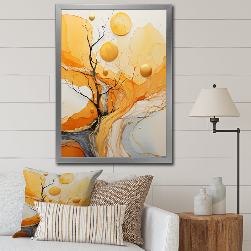 «Silence Of The Tree Full Moon Forest Scene - Landscape Trees», reproduction d'art sur toile, Cadre simple argenté