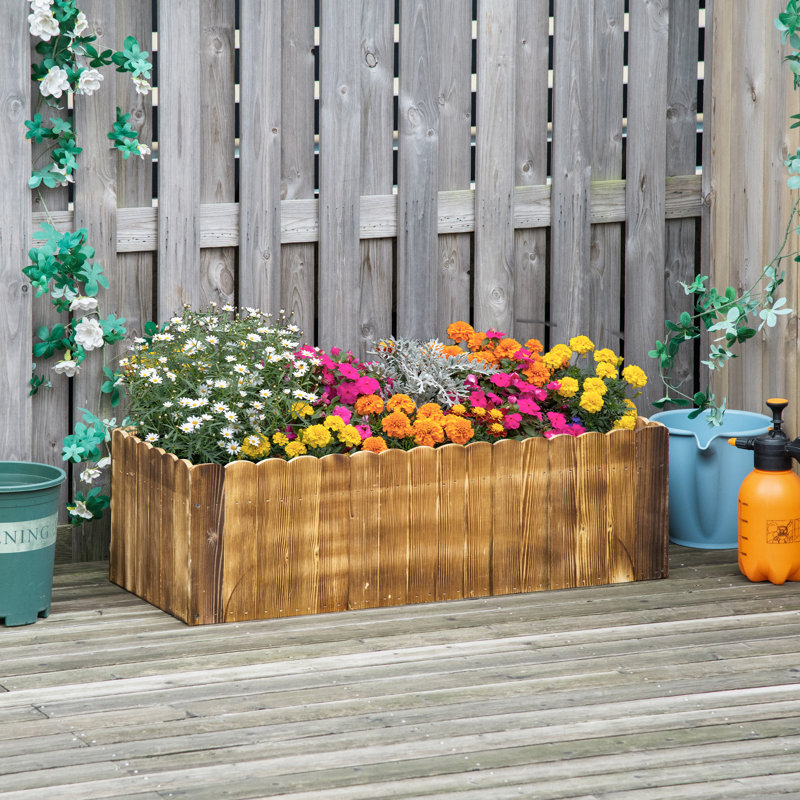 40" x 16" x 12"  Raised Garden Bed with Drainage Holes, Natural, 12" H x 39.5" W x 16" D