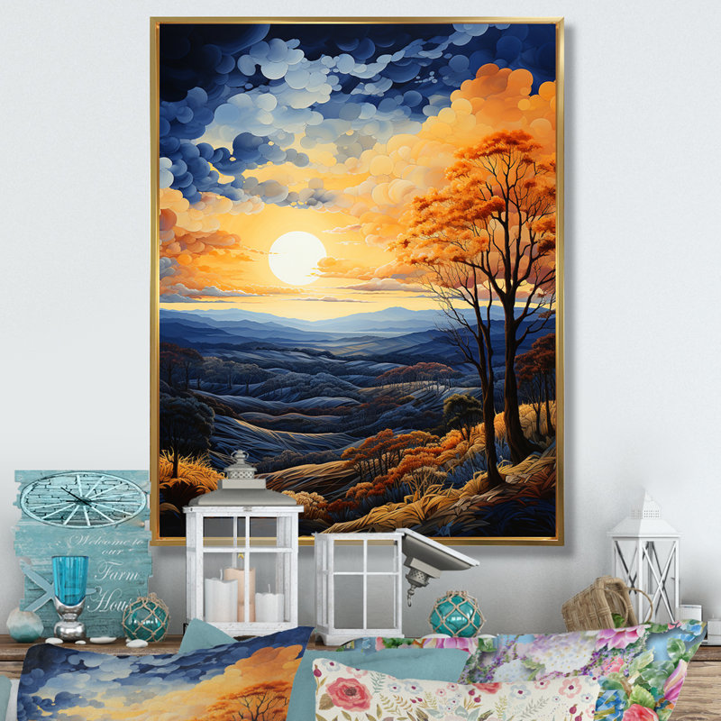 Bluford Sky of Tranquility II - reproduction, H 20 po x l 12 po x P 1 po, Cadre flottant doré
