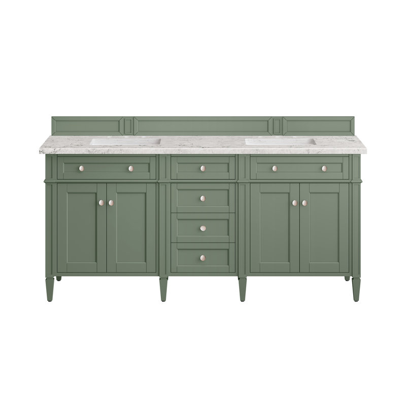 Brittany 72'' W Double Vanity, Eternal Jasmine Pearl, Smokey Celadon