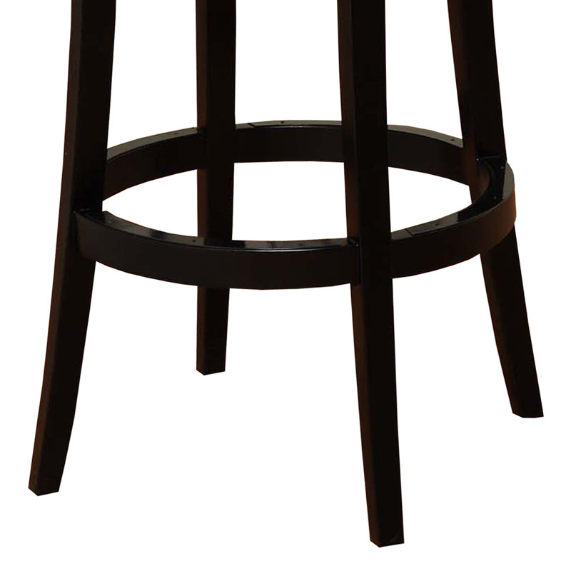 Alesja Swivel Counter or Bar Height Armless Bar Stool with Footrest in Faux Leather and Black Wood, White/Black Zebra
