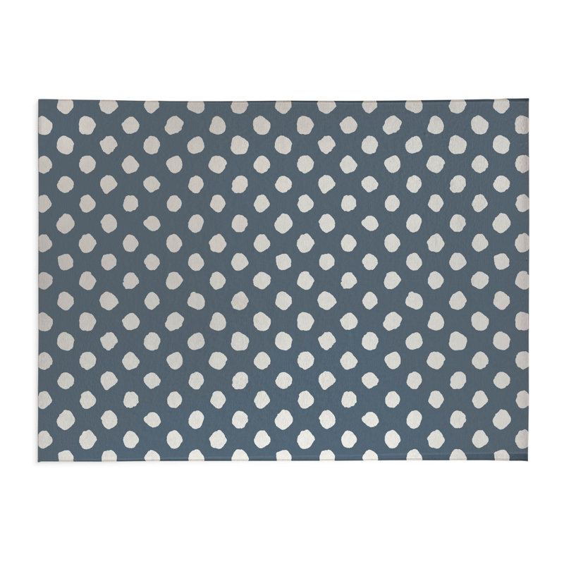 Tapis de cuisine Dot Dot, Bleu, Rectangulaire 3 pi x 5 pi, Grunge à pois